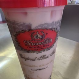 assam milk tea, 100% sugar, brown sugar boba, less ice more tea