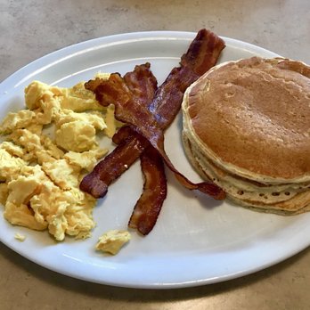 Egg Harbor Cafe - Harbor Signature Pancakes, with scrambled eggs and bacon - Breakfast & Brunch Near Me - Schaumburg, Illinois Egg Harbor Cafe - Harbor Signature Pancakes, with scrambled eggs and bacon - Breakfast & Brunch Near Me - Schaumburg, Illinois