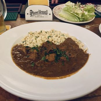 Leopold's - Beef Goulash - Butter spätzle, house salad - German Near Me - San Francisco, California Leopold's - Beef Goulash - Butter spätzle, house salad - German Near Me - San Francisco, California
