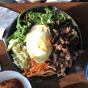 Iron Pot - Bulgolgi bibimbap with a fried egg on top - Korean Near Me - Kent, Washington Iron Pot - Bulgolgi bibimbap with a fried egg on top - Korean Near Me - Kent, Washington