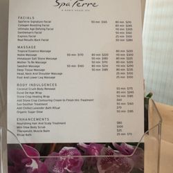 SpaTerre at Ocean Key - Menu