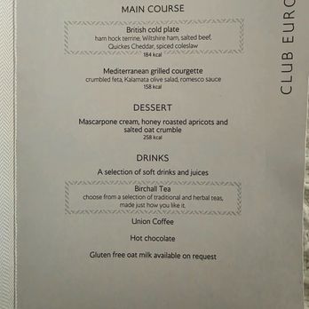 British Airways - Business Class Lunch Menu from London Heathrow to Edinburgh - Airlines Near Me - London, XGL