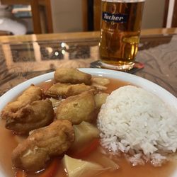 WOK - Fantastic sweet and sour chicken accompanied by a delicious drink.