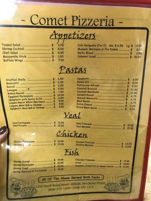 Menu photo 2 Comet Pizzeria Hillside, NJ