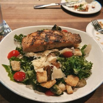 Yard House - Kale & Romaine Caesar with grilled salmon - New American Near Me - Boca Raton, Florida