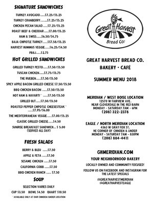 Menu photo 4 Great Harvest Bread Eagle, ID