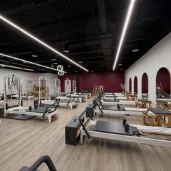 Suncoast Pilates - Reformer group classes area.