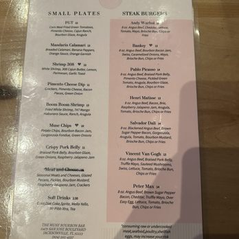 The Muse Bourbon Bar and Grill - Menu - Bars Near Me - Jacksonville, Florida The Muse Bourbon Bar and Grill - Menu - Bars Near Me - Jacksonville, Florida
