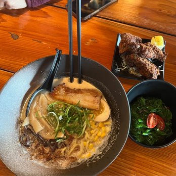 Fuddo Yama Ramen - FuddoYama Deluxe (Green Onion temporarily not available), Original Kara-Age, Seaweed Salad - Ramen Near Me - Beaverton, Oregon Fuddo Yama Ramen - FuddoYama Deluxe (Green Onion temporarily not available), Original Kara-Age, Seaweed Salad - Ramen Near Me - Beaverton, Oregon