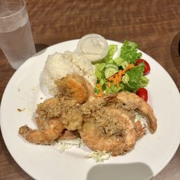 Garlic shrimp ~ rice and salad Garlic shrimp ~ rice and salad