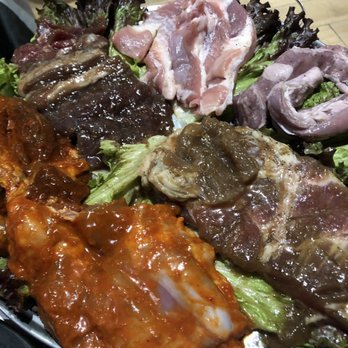 Oh My GGogi - One of their combo deals, comes with pork, beef, and chicken. Also comes with soup, rice, and another appetizer - Bars Near Me - Cancún, ROO Oh My GGogi - One of their combo deals, comes with pork, beef, and chicken. Also comes with soup, rice, and another appetizer - Bars Near Me - Cancún, ROO