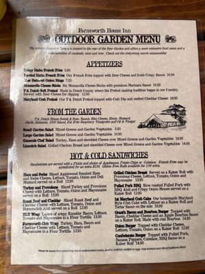 Menu photo 2 Sweney's Tavern Gettysburg, PA