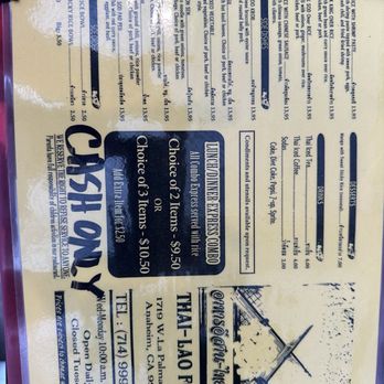 Thai & Laos Market - Menu - Thai Near Me - Anaheim, California