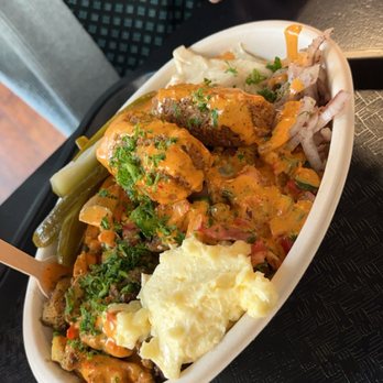Yaba’s Middle Eastern Street Food - Bowl-Rice, chicken and falafel - Mediterranean Near Me - Pittsburgh, Pennsylvania Yaba’s Middle Eastern Street Food - Bowl-Rice, chicken and falafel - Mediterranean Near Me - Pittsburgh, Pennsylvania