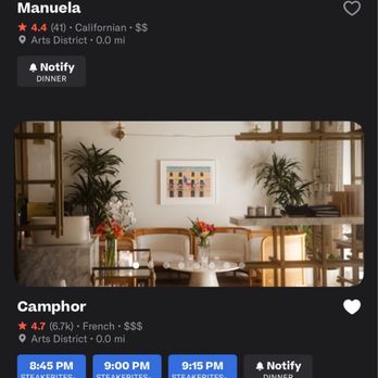 Camphor - Table availability despite no availability in person - French Near Me - Los Angeles, California Camphor - Table availability despite no availability in person - French Near Me - Los Angeles, California