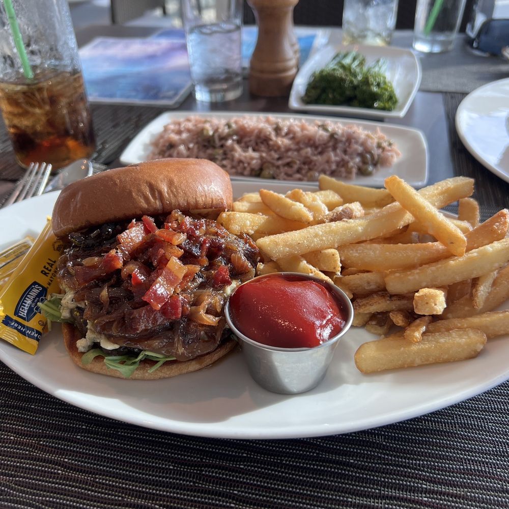 The Deck @ 560 - Blue cheese burger with truffle fries - New American Near Me - Marco Island, Florida The Deck @ 560 - Blue cheese burger with truffle fries - New American Near Me - Marco Island, Florida