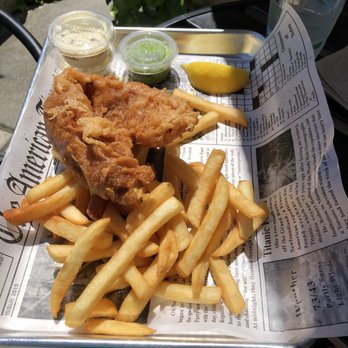 MARKET Seafood Eatery - Fish & Chips with a nice and tasty crunch.  Love their tartar with capers! - Seafood Near Me - Edmonds, Washington