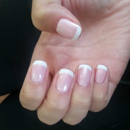 French color gel with pearly pink as base~ French color gel with pearly pink as base~
