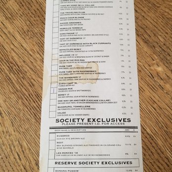 The Bruery - Back of my flight sheet - Breweries Near Me - Placentia, California