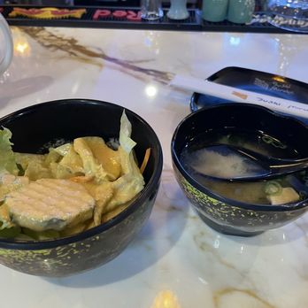 Sushi Miroku - House salad and miso soup as part of AYCE menu - Japanese Near Me - Tinley Park, Illinois Sushi Miroku - House salad and miso soup as part of AYCE menu - Japanese Near Me - Tinley Park, Illinois