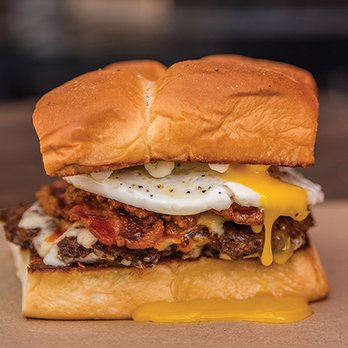 Dog Haus - THE HANGOVER- white american cheese, smoked bacon, haus chili, fried egg, mayo - Burgers Near Me - Long Beach, California