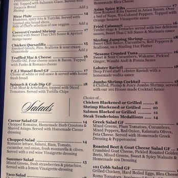 101 Ocean - Apps and Salad menu with lots of good choices! - New American Near Me - Lauderdale-by-the-Sea, Florida