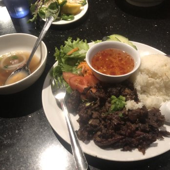 Pho Saigon Pearl - Grilled Beef rice plate. Pretty good but no clear broth soup. Boo - Vietnamese Near Me - Irvine, California