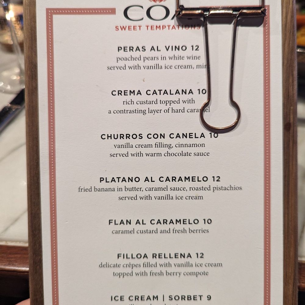Coa - Dessert menu - Tapas/Small Plates Near Me - Oak Brook, Illinois