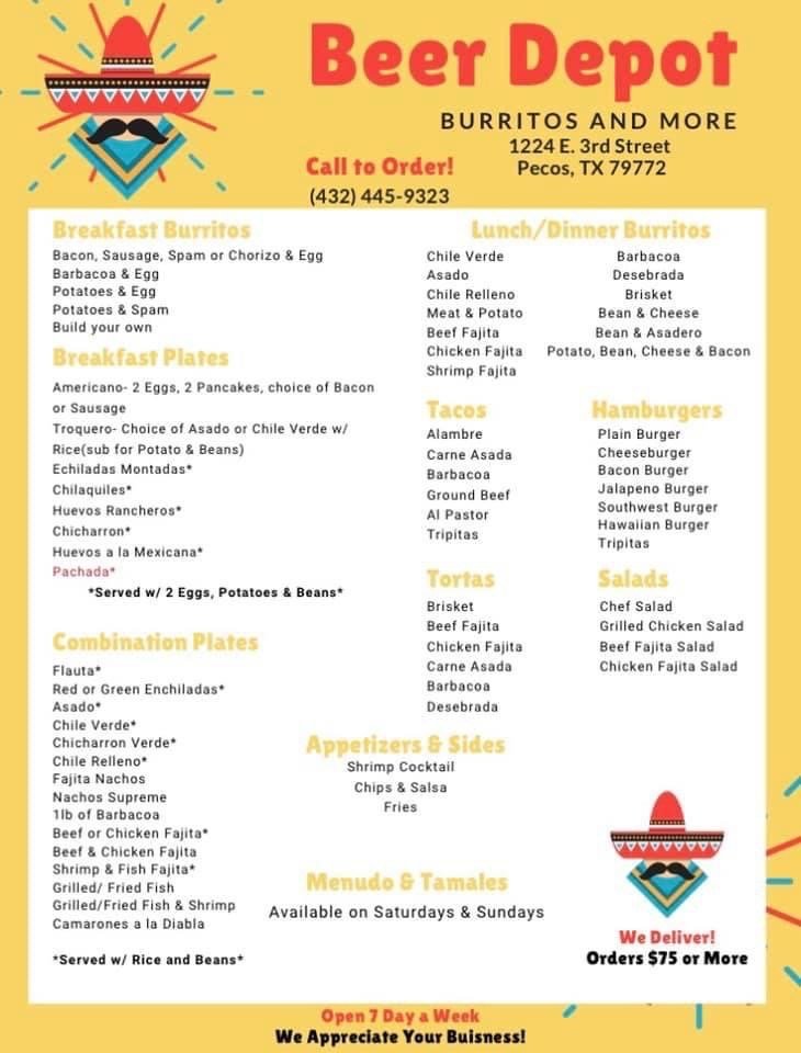 BEER DEPOT Updated August 2024 1224 E 3rd St, Pecos, Texas Beer