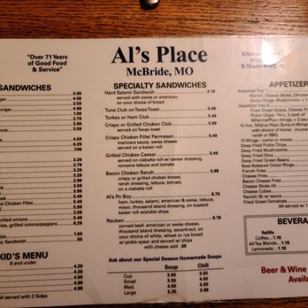 Al's Place - Menu - Bars Near Me - Perryville, Missouri