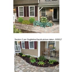 Wesscapes - Photo comparisons.  Top is landscaper's plan and bottom is actual plantings.