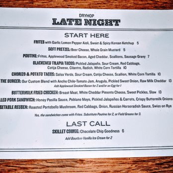 DryHop Brewers - Late Night Menu - Breweries Near Me - Chicago, Illinois