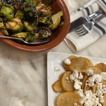 Herb&Olive - Brussel sprouts and potato chips - Greek Near Me - Manhasset, New York Herb&Olive - Brussel sprouts and potato chips - Greek Near Me - Manhasset, New York
