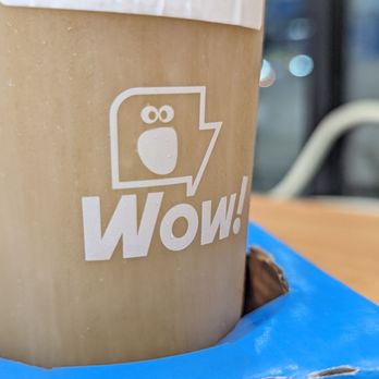 Wow Tea Drink - their "Wow!" logo on the Gardenia Jasmine tea - Bubble Tea Near Me - Cupertino, California Wow Tea Drink - their "Wow!" logo on the Gardenia Jasmine tea - Bubble Tea Near Me - Cupertino, California
