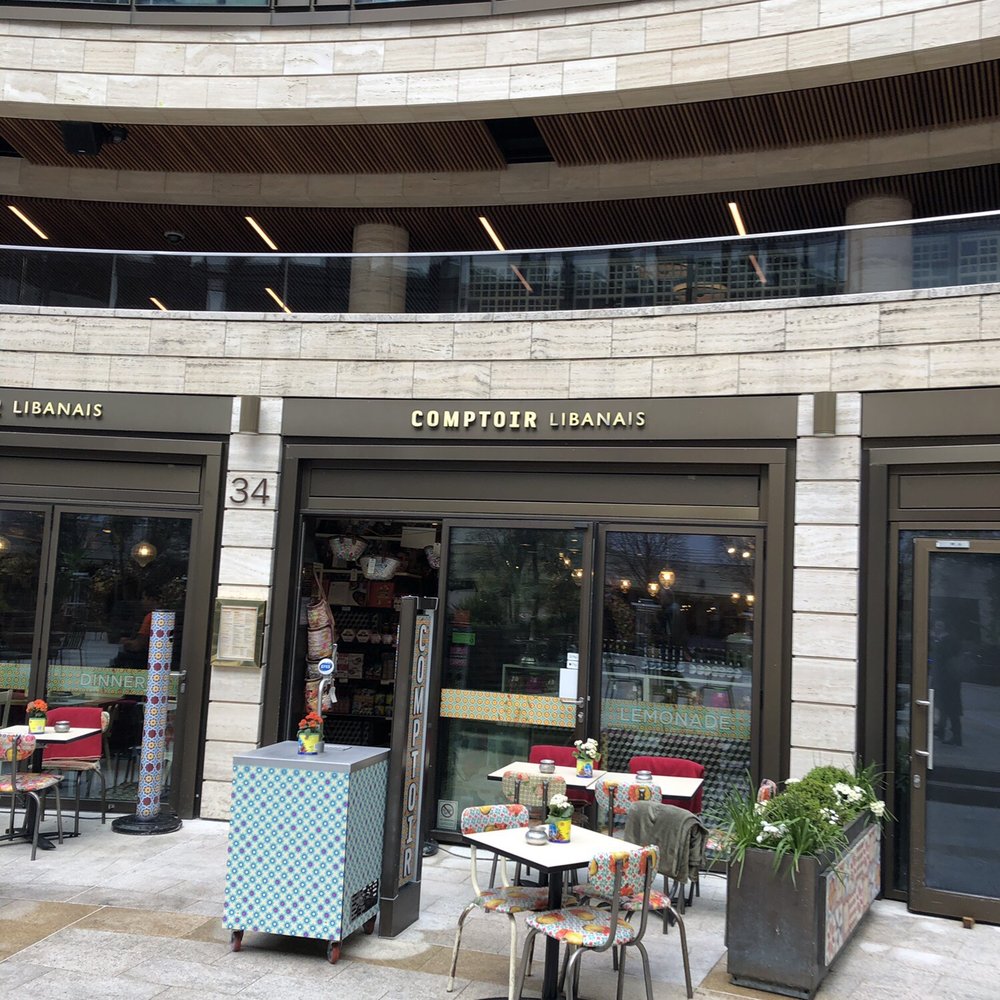 Comptoir Libanais - Store front. Cute outdoor seating - Lebanese Near Me - Liverpool, XGL