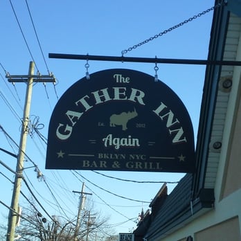 The Gather Inn Again - The rhinoceros logo alludes to the mascot of the owners father's former bar, "The Gather Inn." - New American Near Me - Brooklyn, New York The Gather Inn Again - The rhinoceros logo alludes to the mascot of the owners father's former bar, "The Gather Inn." - New American Near Me - Brooklyn, New York