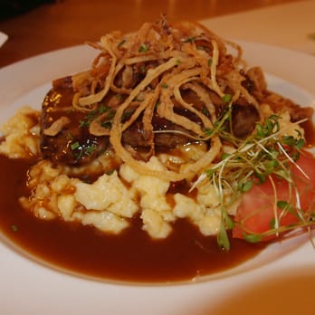 Lochmühle - Swabian roast beef on spaetzle (cheese noodles), topped w fried onions and gravy...heavy but good. - Swabian Near Me - Ulm, BW