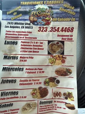 Menu photo 2 El sazon de mi tierra Commerce, CA
