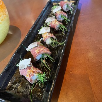Roka Akor - Chicago - Prime Beef Tataki, Fresh Shaved Truffle, Truffle Jus, Pickled Daikon* - Sushi Bars Near Me - Chicago, Illinois