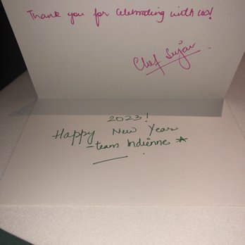 Indienne - Hand written - Indian Near Me - Chicago, Illinois