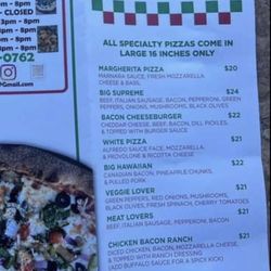 Charlies - Menu