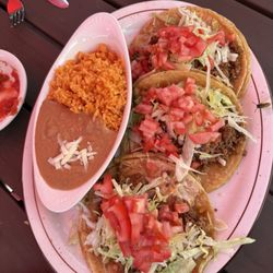 Beef Tacos with Spanish rice and beans!