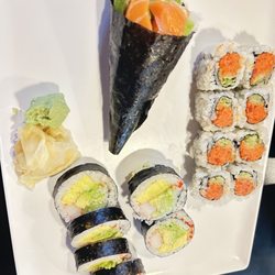 Vic Sushi - Salmon avocado hand roll, spicy tuna roll, cooked egg and avocado roll
