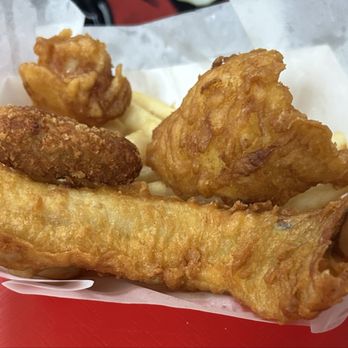 London Fish & Chips - Fish Combo . Not complete . We were hungry and ate some before photo taken . - Fish & Chips Near Me - Modesto, California