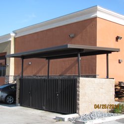 The Awning Store - Brown Custom Aluminum Commercial Dumpster Cover