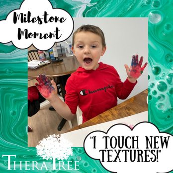 TheraTree Pediatric Therapy - Tanner has been working so hard on interacting with new and different textures! Now he can use finger paint on his entire hand! - Occupational Therapy Near Me - Owensboro, Kentucky