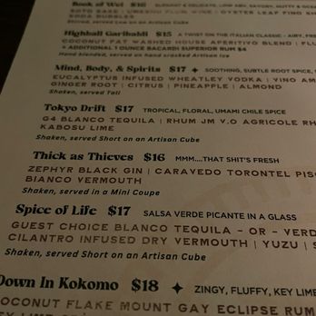 Highball - Menu - Cocktail Bars Near Me - Phoenix, Arizona