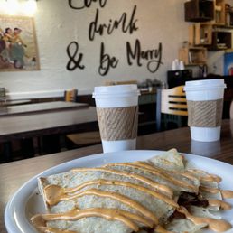 Bacon & Egg Crepe, Dirty Chai