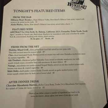 Hukilau Lanai - Menu 02/2026 - Seafood Near Me - Kapaa, Hawaii