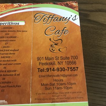 Tiffany's Cafe - the menu for the restaurant - Cafes Near Me - Peekskill, New York
